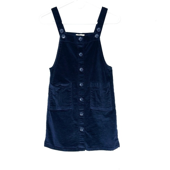 Chelsea & Violet Girl’s Navy Blue Button Front Overall Dress - Picture 1 of 6